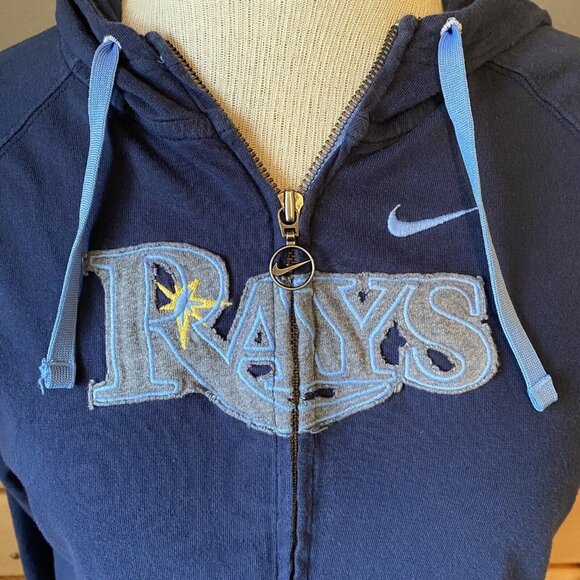 Tampa Bay Rays Jacket Women’s Size Medium Hooded Nike Swoosh Baseball Navy Blue - Picture 2 of 10